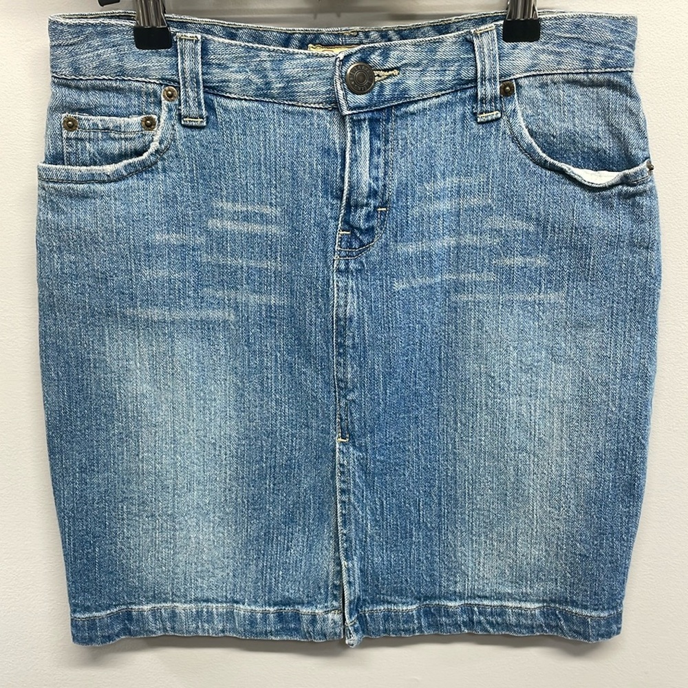 Steve & Barry’s Vintage Y2K Denim Jean Front Slit Stretch Pencil Skirt 6